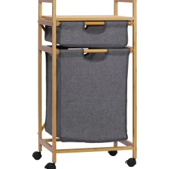 Cesto de la ropa sucia Umyt Homcom bambú 2 cestas gris 84,5x42x35 cm