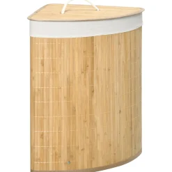 Cesto de ropa sucia Nervión Homcom esquinero con tapa bambú 57x38x38 cm