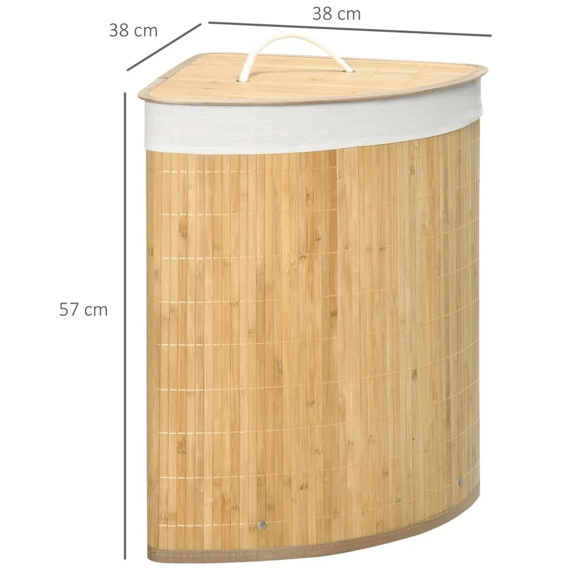 Cesto de ropa sucia Nervión Homcom esquinero con tapa bambú 57x38x38 cm