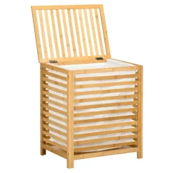 Cesto multiusos Bamboo Homcom 55L bolsa extraíble natural 60x50x36 cm