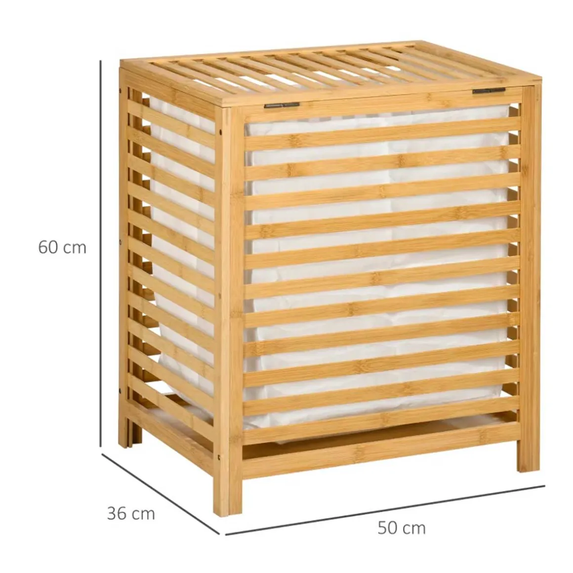 Cesto multiusos Bamboo Homcom 55L bolsa extraíble natural 60x50x36 cm
