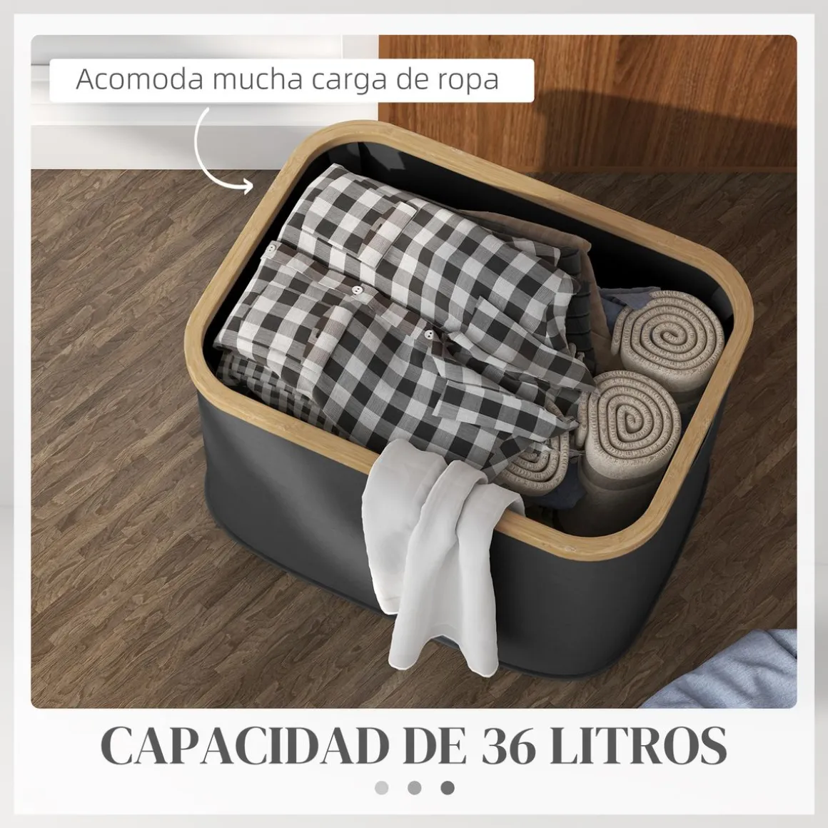 Cesto para colada Lore Homcom 36L con asas 26,5x44,3x33,3 cm