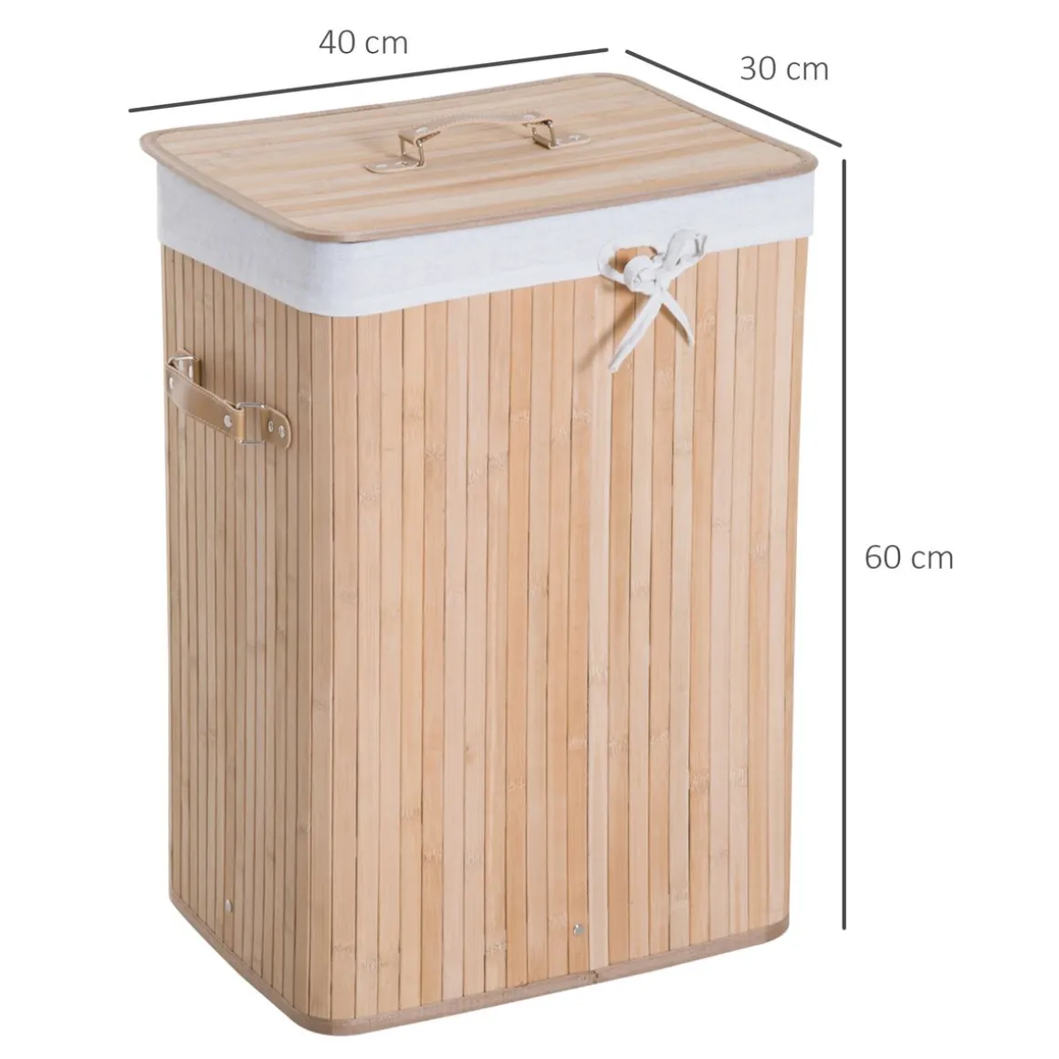 Cesto para ropa sucia Banzial Homcom con tapa natural 60x40x30 cm