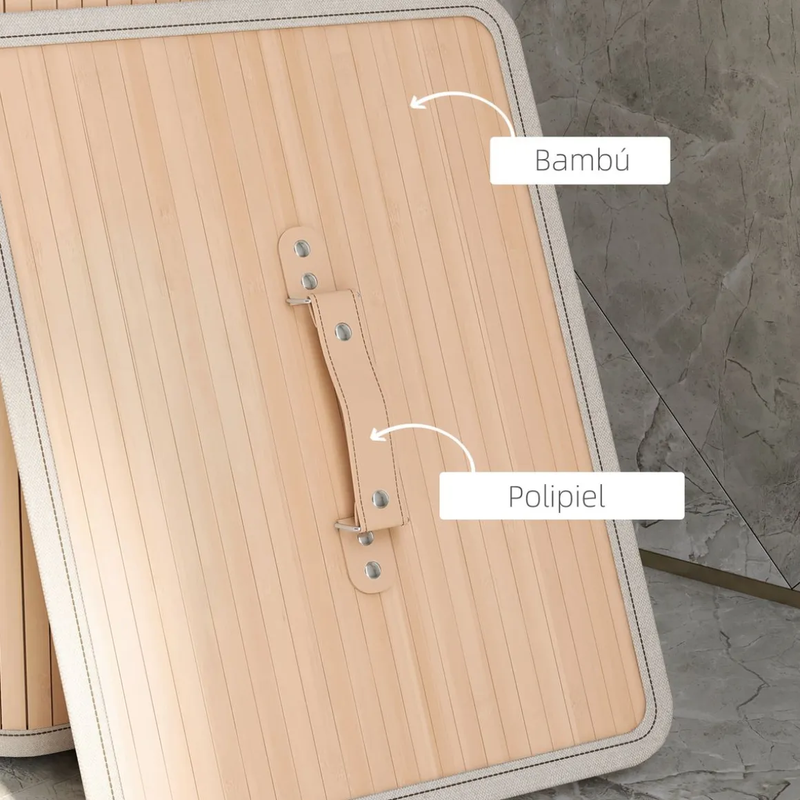 Cesto para ropa sucia Banzial Homcom con tapa natural 60x40x30 cm