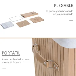 Cesto para ropa sucia Banzial Homcom con tapa natural 60x40x30 cm