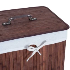 Cesto para ropa sucia Homcom plegable con tapa 70L bambú marrón 60x40x30 cm