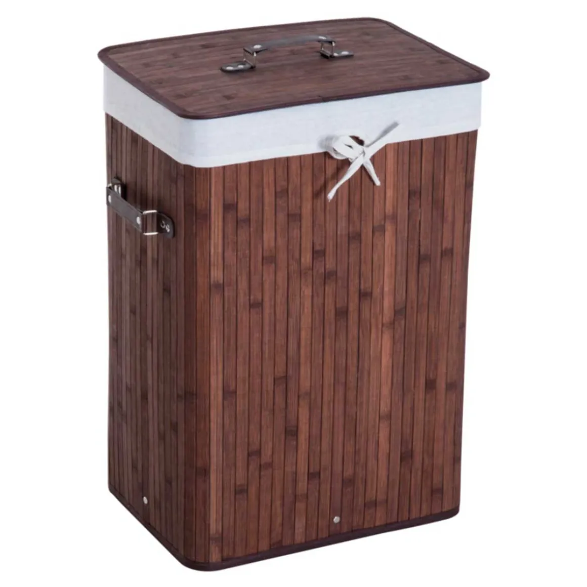 Cesto para ropa sucia Homcom plegable con tapa 70L bambú marrón 60x40x30 cm