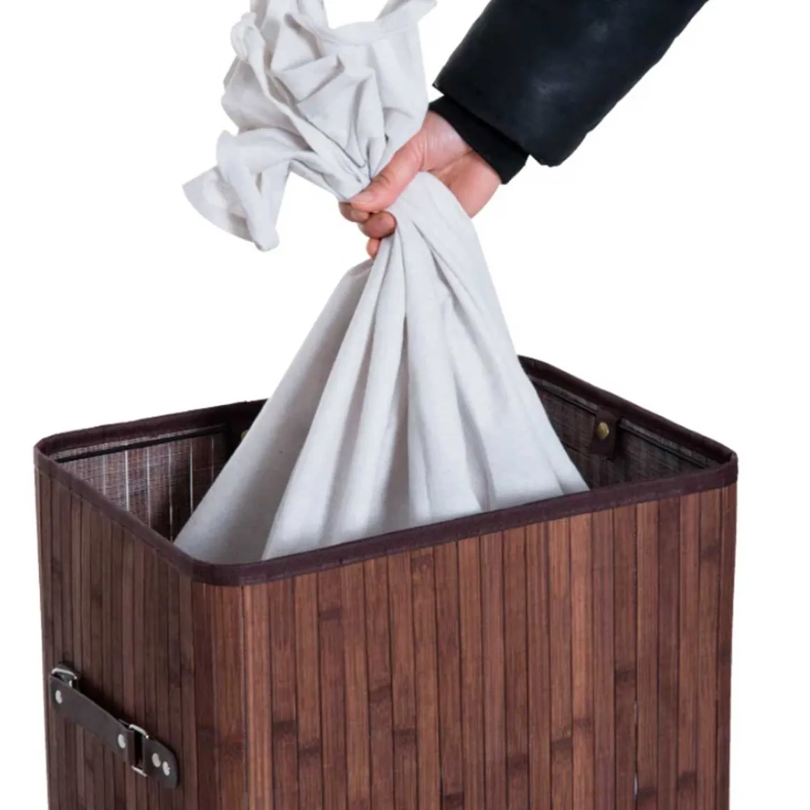 Cesto para ropa sucia Homcom plegable con tapa 70L bambú marrón 60x40x30 cm