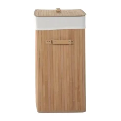 Cesto para ropa sucia Homcom 2 compartimentos+tapa bambú 63x52x32 cm