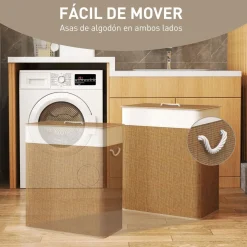 Cesto para ropa sucia Jodie Homcom 100L 2 cestas con tapa 63x52x32 cm