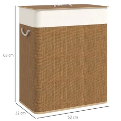 Cesto para ropa sucia Jodie Homcom 100L 2 cestas con tapa 63x52x32 cm