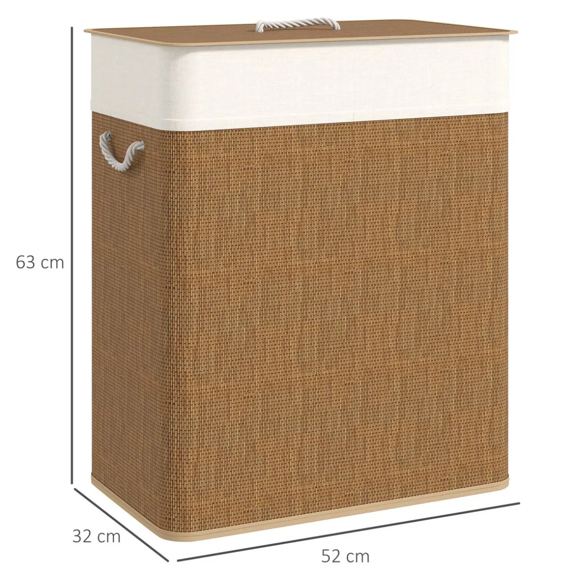 Cesto para ropa sucia Jodie Homcom 100L 2 cestas con tapa 63x52x32 cm