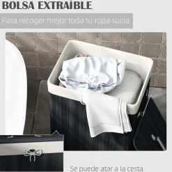 Cesto para ropa sucia Kunzita Homcom plegable con asas 60x40x30 cm