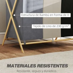 Cesto para ropa sucia Riku Homcom 129L 3 compartimentos multicolor 67x75x48 cm