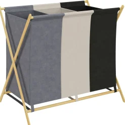 Cesto para ropa sucia Riku Homcom 129L 3 compartimentos multicolor 67x75x48 cm