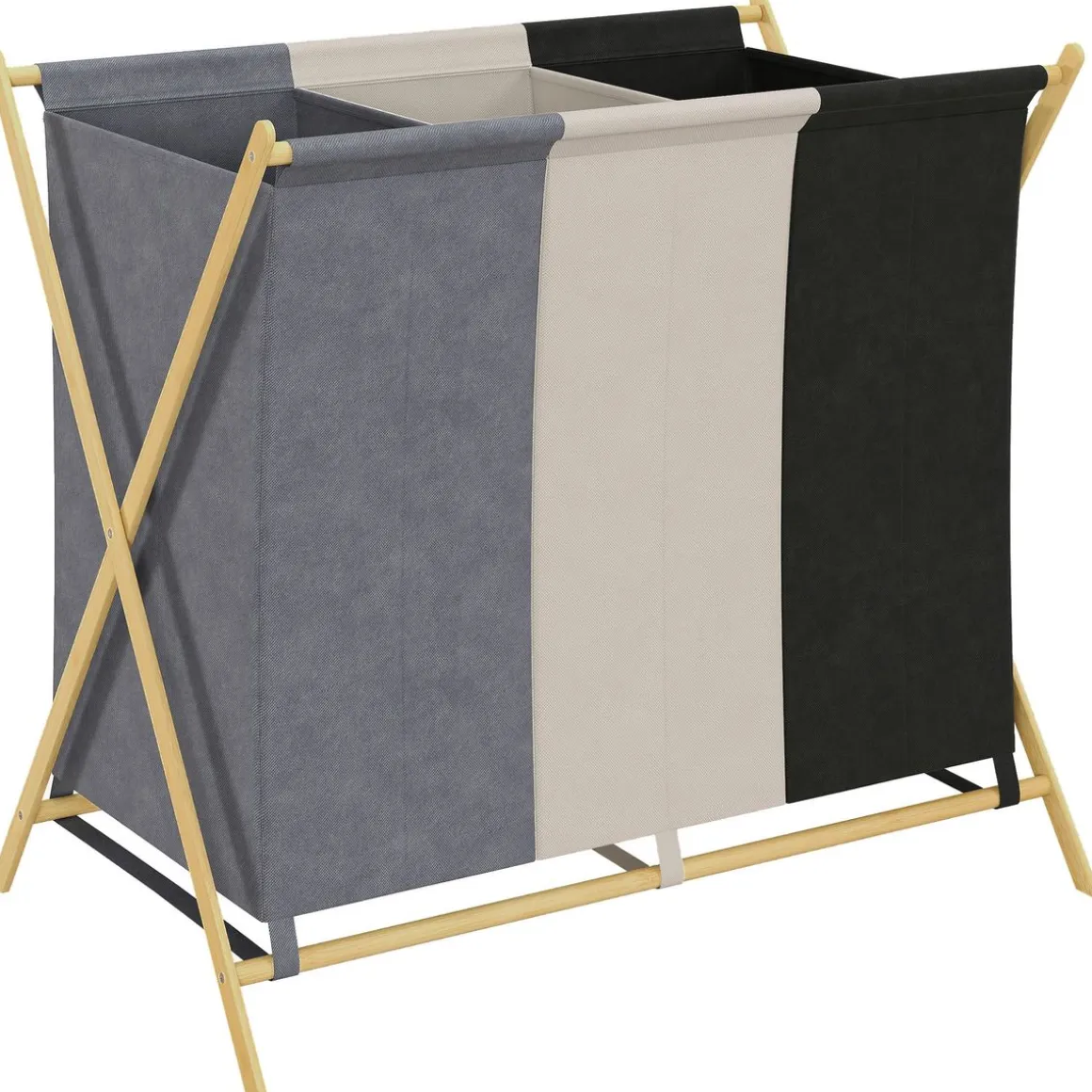 Cesto para ropa sucia Riku Homcom 129L 3 compartimentos multicolor 67x75x48 cm