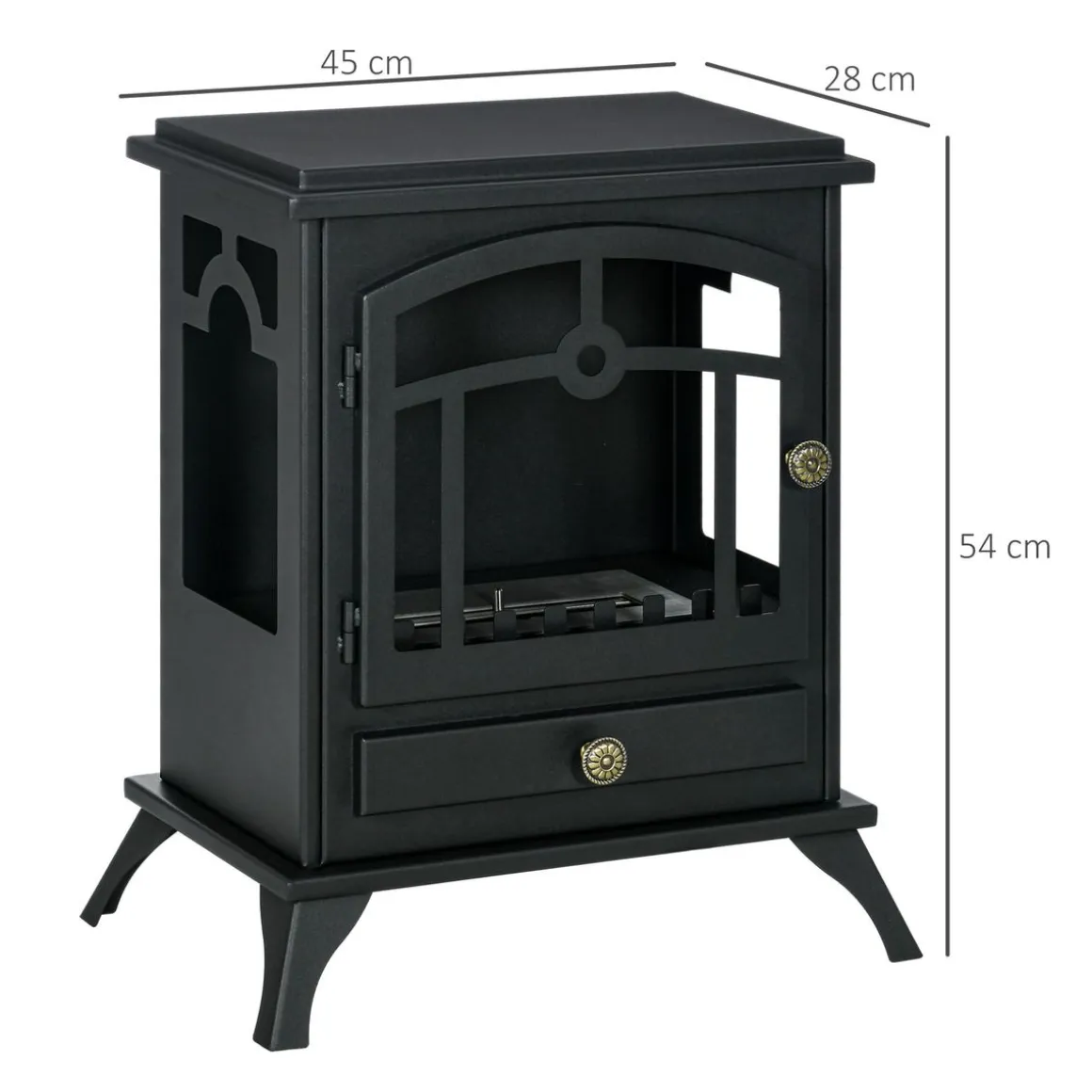 Chimenea de bioetanol Homcom 7000 BTU/h 0,9L negro 54x45x28 cm