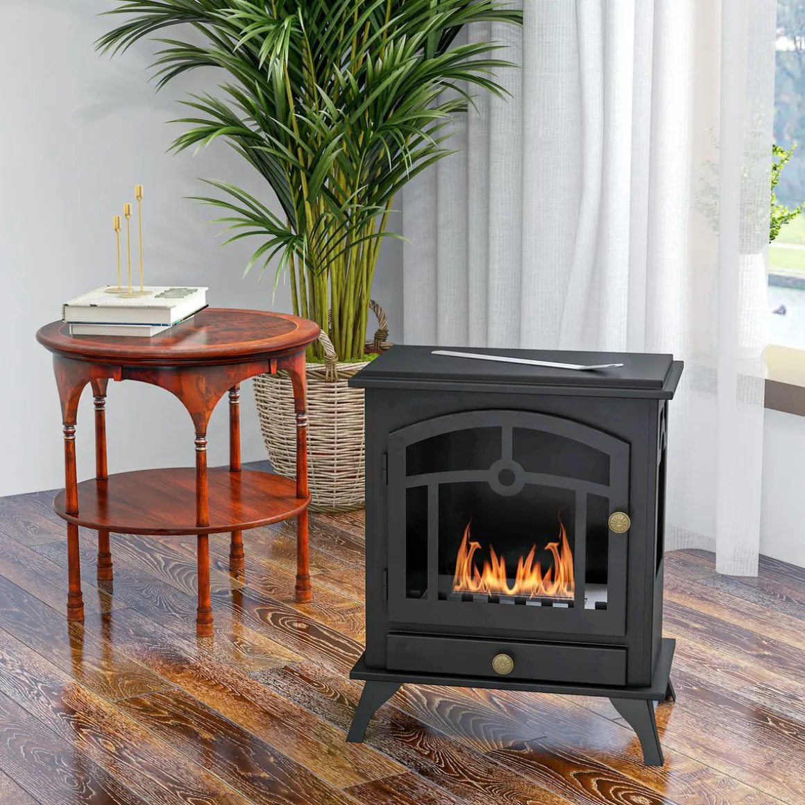 Chimenea de bioetanol Homcom 7000 BTU/h 0,9L negro 54x45x28 cm