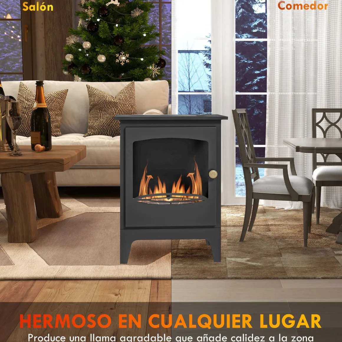 Chimenea de etanol Cerezo Homcom capacidad 1,2L negro 54x39x26 cm