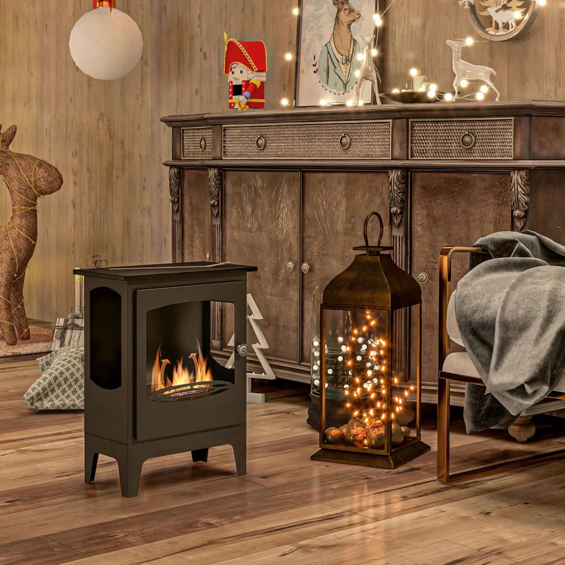 Chimenea de etanol Cerezo Homcom capacidad 1,2L negro 54x39x26 cm