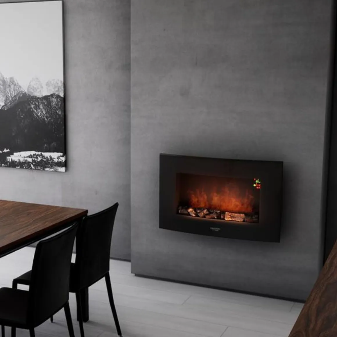 Chimenea eléctrica Cecotec Ready Warm 3510 Curved Flames 2000W mando a distancia 35’’ negro
