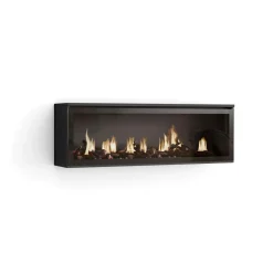 Chimenea eléctrica Kroma diseño flotante LED efecto llama negro 35,7x107,2x24,9 cm