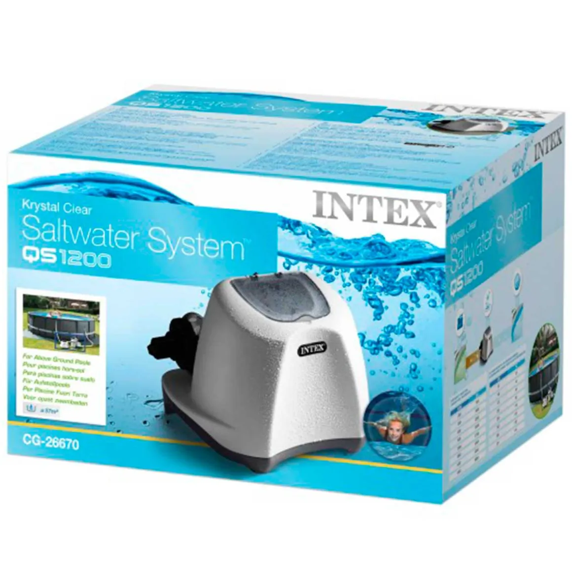 Clorador salino Krystal Clear Intex 125W 12g/h para piscinas de hasta 56800L blanco