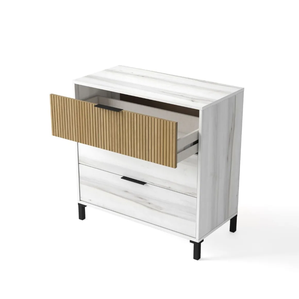 Cómoda Arles 3 cajones albo/rayado 81,3x80x40 cm