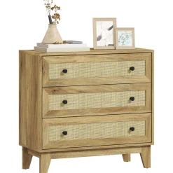 Cómoda Atelier Homcom 3 cajones natural 76x80x35 cm