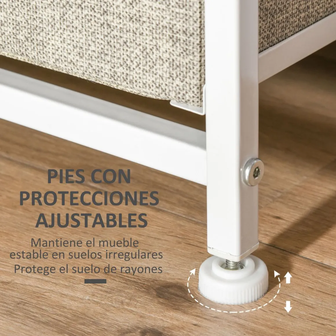 Cómoda Botanic Homcom 7 cajones de tela gris 63,5x30x71 cm