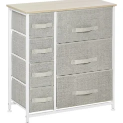 Cómoda Botanic Homcom 7 cajones de tela gris 63,5x30x71 cm