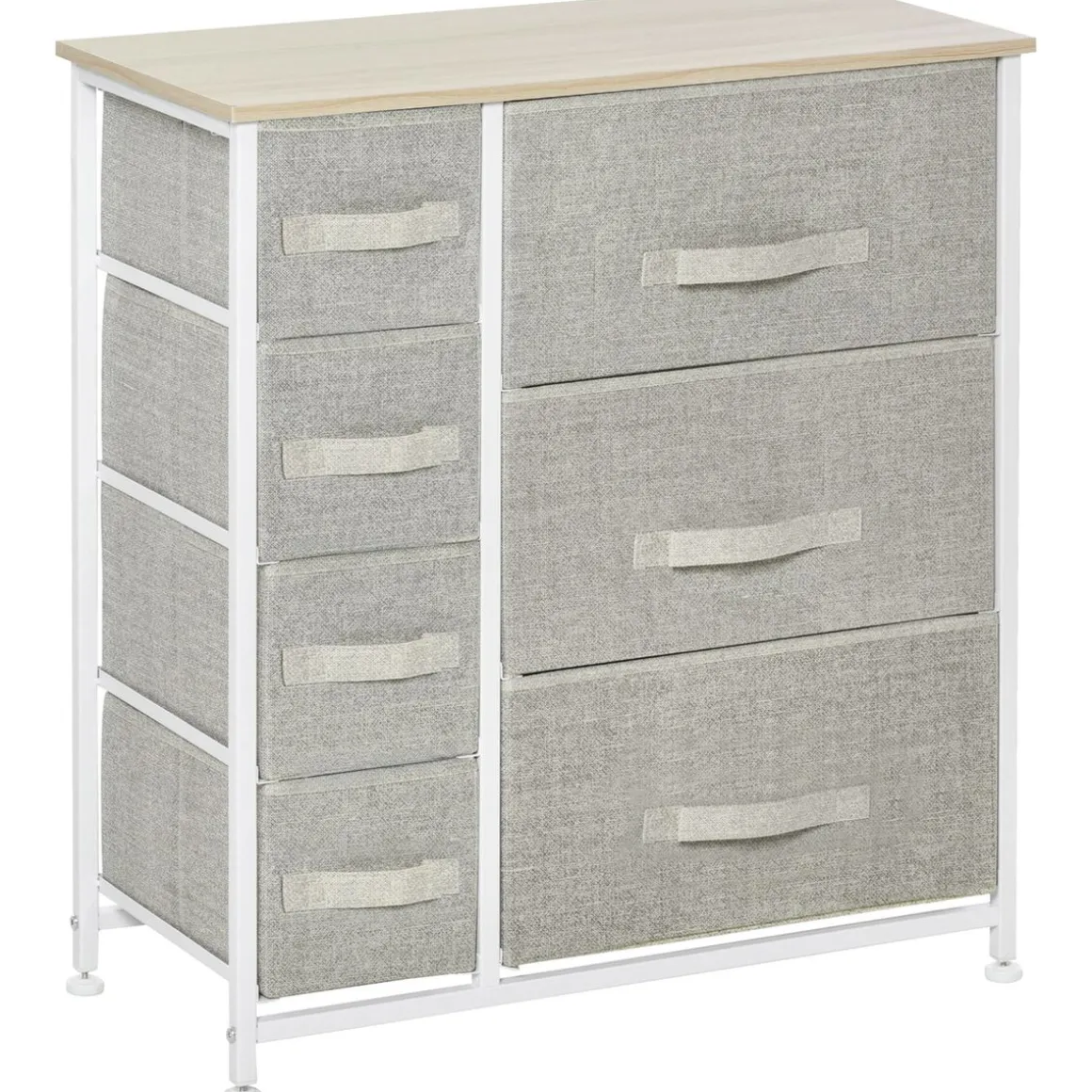 Cómoda Botanic Homcom 7 cajones de tela gris 63,5x30x71 cm