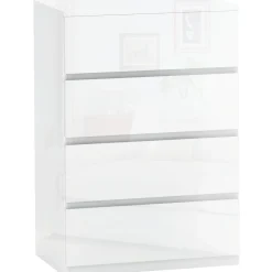 Cómoda Bromelia Homcom 4 cajones blanco brillo 80x55x33 cm