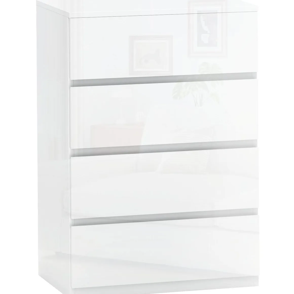 Cómoda Bromelia Homcom 4 cajones blanco brillo 80x55x33 cm