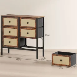 Cómoda Caramel Homcom 6 cajones negro/marrón 83x88x30 cm