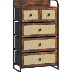 Cómoda Cleo Homcom 3 cajones grandes + 2 cajones pequeños marrón 99x58x29 cm
