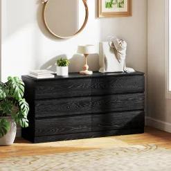 Cómoda Colombia Homcom 6 cajones negro 71x140x40 cm