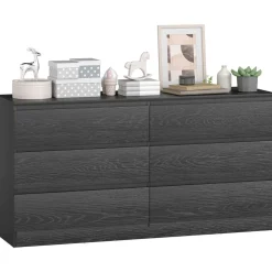 Cómoda Colombia Homcom 6 cajones negro 71x140x40 cm