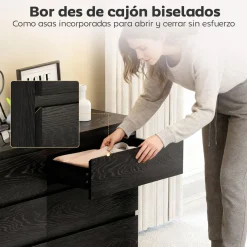 Cómoda Colombia Homcom 6 cajones negro 71x140x40 cm