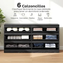 Cómoda Colombia Homcom 6 cajones negro 71x140x40 cm
