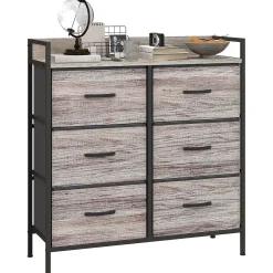 Cómoda Compás Homcom 6 cajones plegables gris 85x79x29 cm