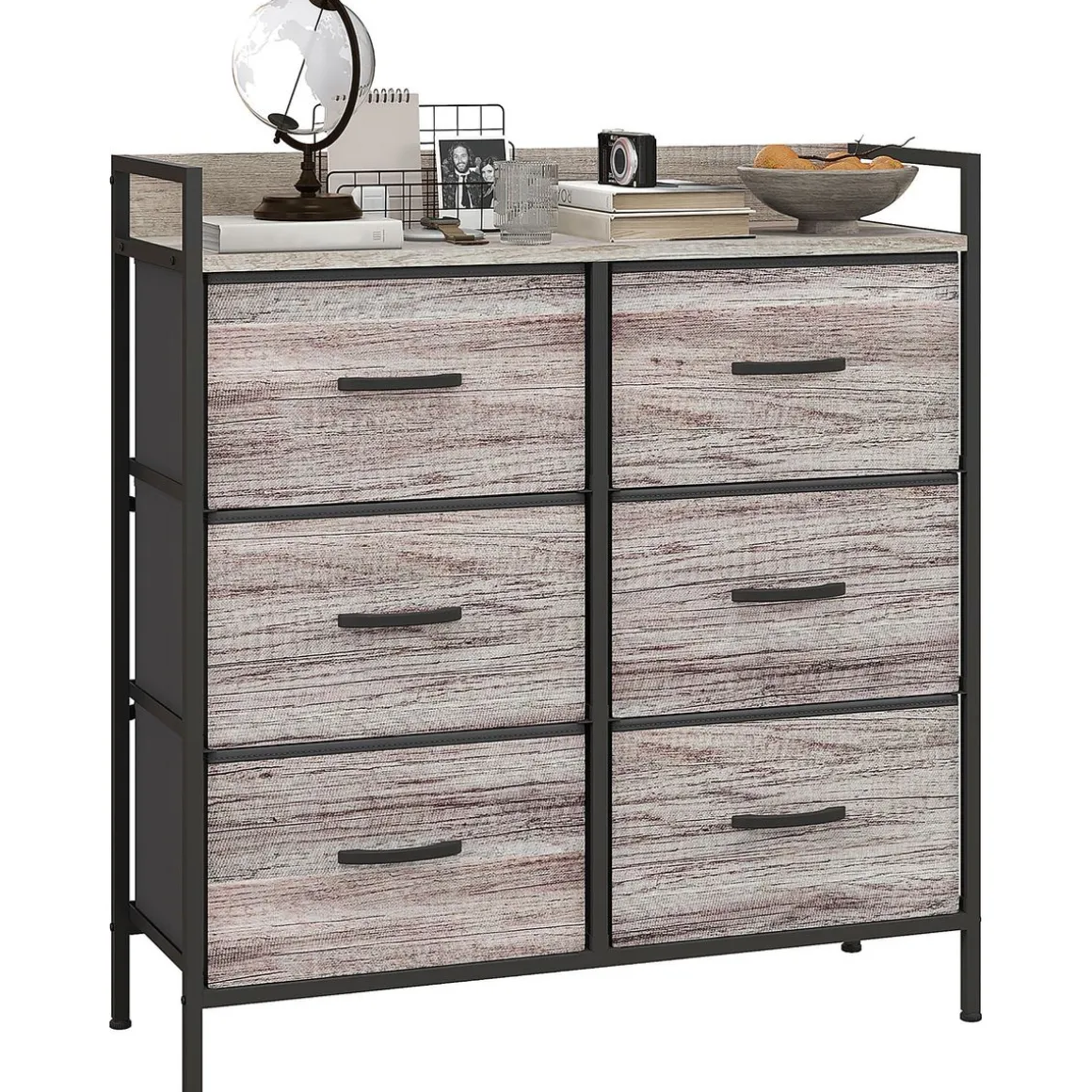 Cómoda Compás Homcom 6 cajones plegables gris 85x79x29 cm