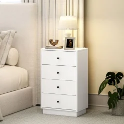 Cómoda Dakar Homcom 4 cajones blanco 75x47x29 cm