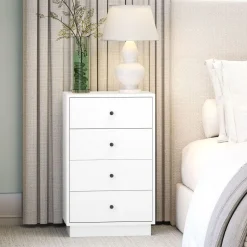 Cómoda Dakar Homcom 4 cajones blanco 75x47x29 cm