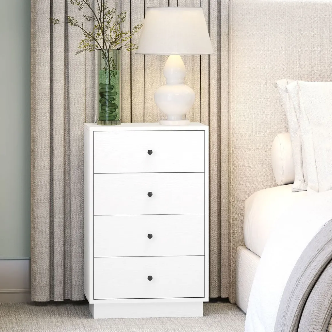 Cómoda Dakar Homcom 4 cajones blanco 75x47x29 cm
