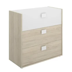 Cómoda Dina 3 cajones blanco/natural 79x81x40 cm