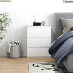 Cómoda Dinamarca Homcom 3 cajones blanco 75x55x34 cm