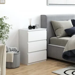 Cómoda Dinamarca Homcom 3 cajones blanco 75x55x34 cm