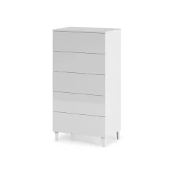 Cómoda Diva 5 cajones blanco brillo 117x61x40 cm