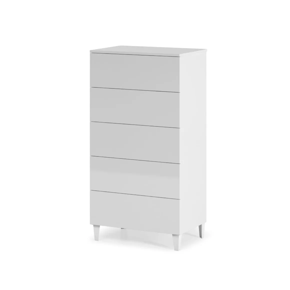 Cómoda Diva 5 cajones blanco brillo 117x61x40 cm